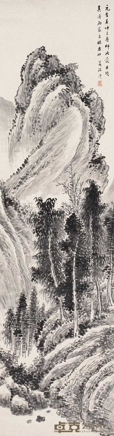 顾沄 仿吴仲圭山水 立轴 148×39cm